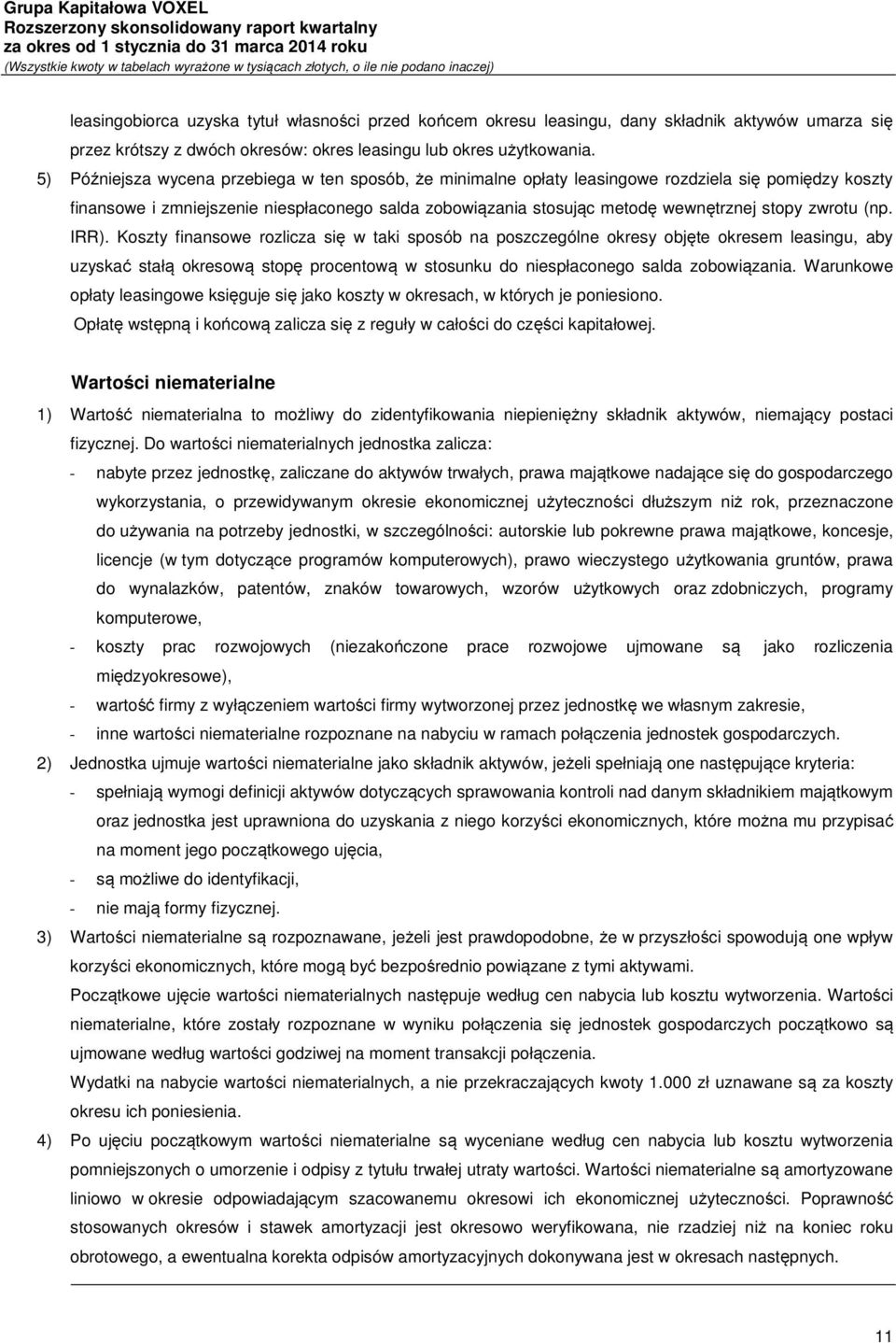 zwrotu (np. IRR).