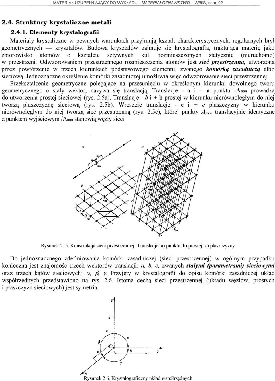 Odwzorowaniem przestrzennego rozmieszczenia atomów jest sieć przestrzenna, utworzona przez powtórzenie w trzech kierunkach podstawowego elementu, zwanego komórką zasadniczą albo sieciową.