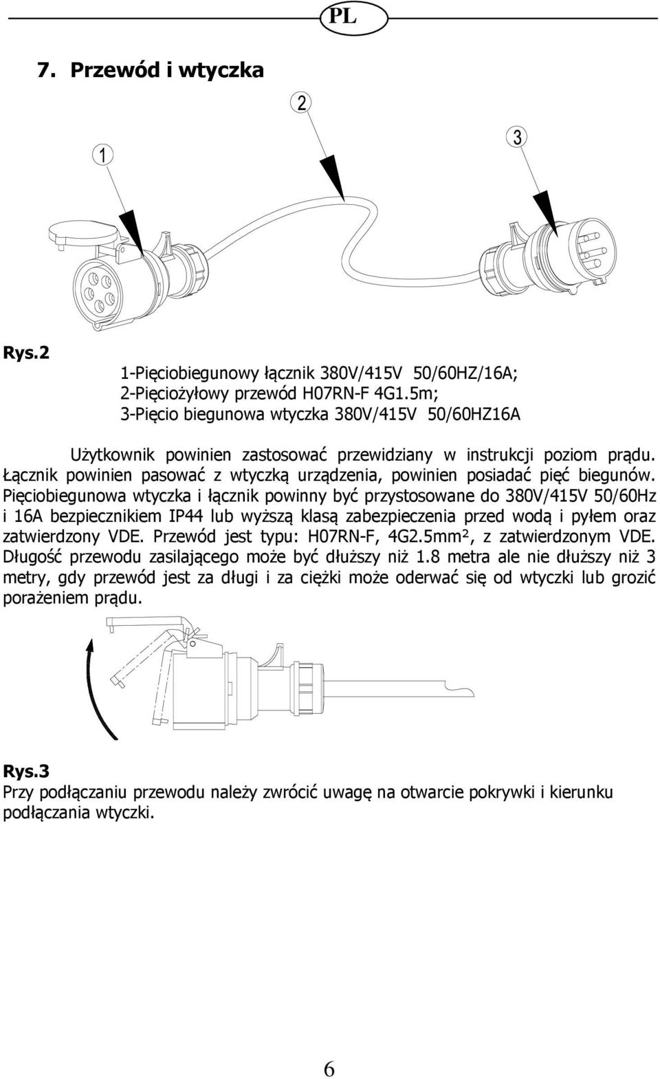 Łącznik powinien pasować z wtyczką urządzenia, powinien posiadać pięć biegunów.