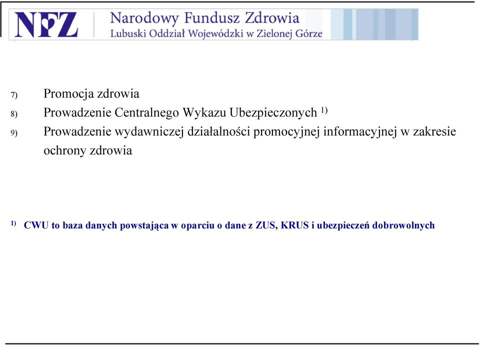 promocyjnej informacyjnej w zakresie ochrony zdrowia 1) CWU to