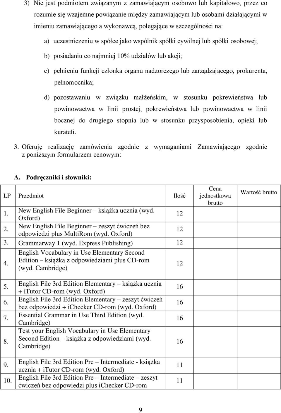 nadzorczego lub zarządzającego, prokurenta, pełnomocnika; d) pozostawaniu w związku małżeńskim, w stosunku pokrewieństwa lub powinowactwa w linii prostej, pokrewieństwa lub powinowactwa w linii