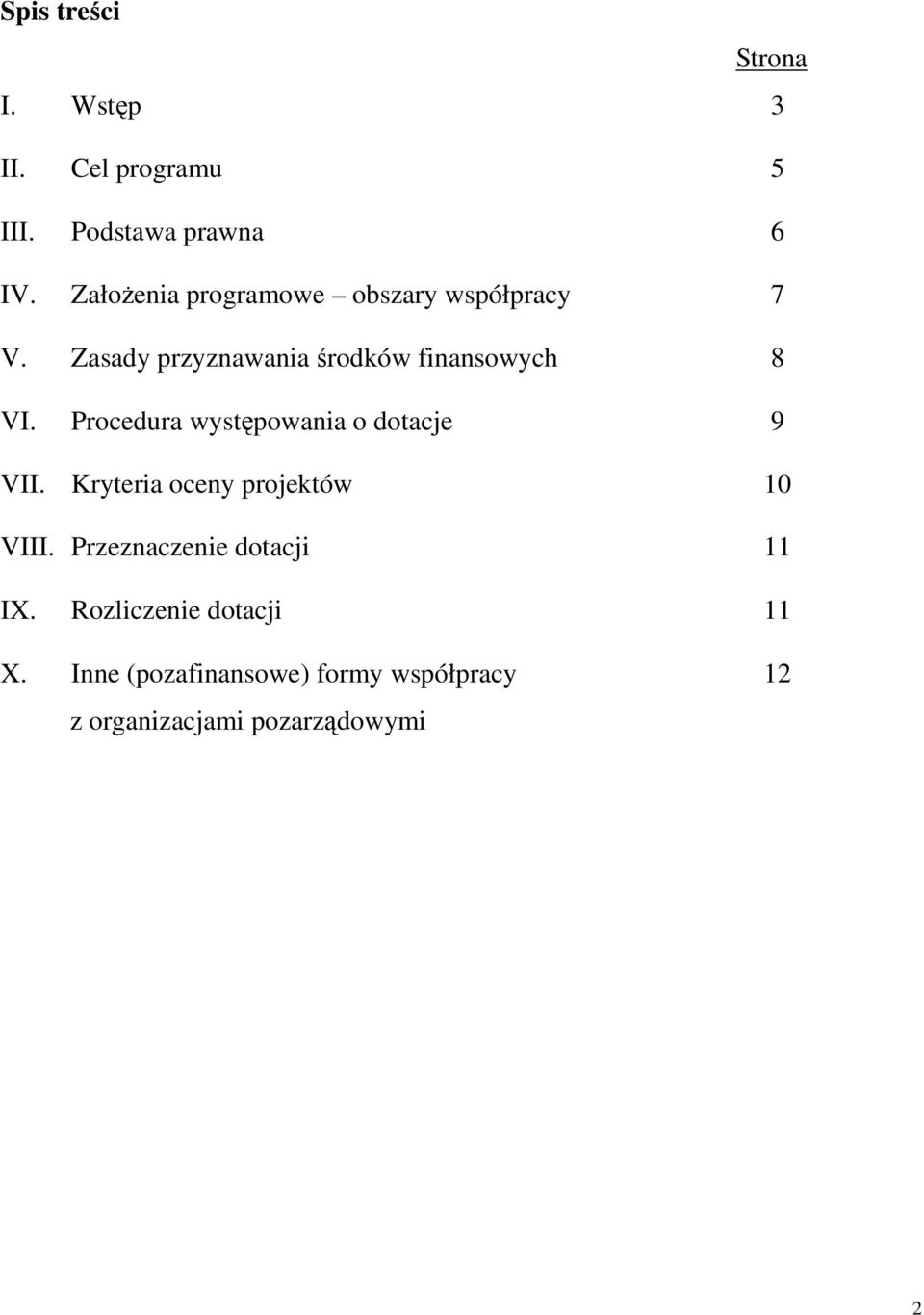 Procedura występowania o dotacje 9 VII. Kryteria oceny projektów 10 VIII.