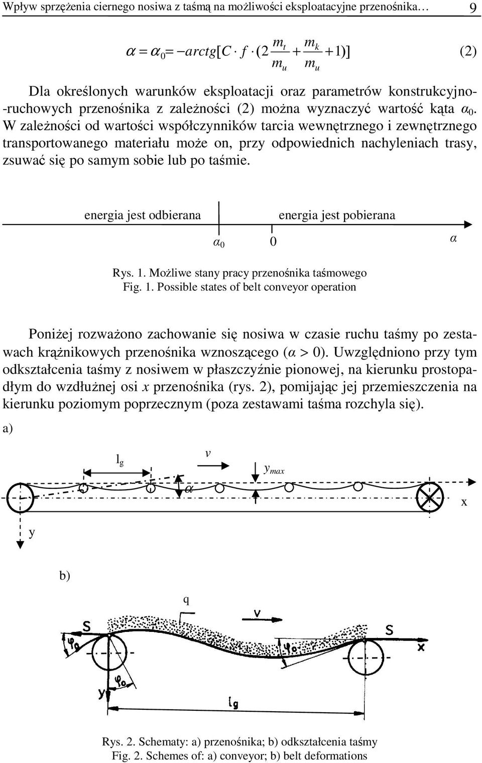 W zaeżności od warości wsółczynników arcia wewnęrznego i zewnęrznego ransorowanego maeriału może on, rzy odowiednich nachyeniach rasy, zsuwać się o samym sobie ub o aśmie.