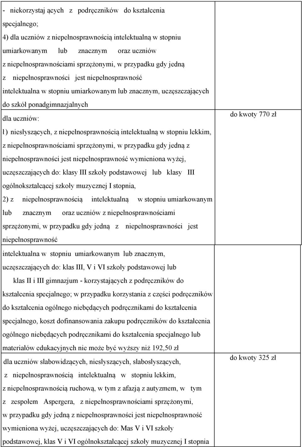 niesłyszących, z niepełnosprawnościami sprzężonymi, w przypadku gdy jedną z niepełnosprawności jest niepełnosprawność wymieniona wyżej, uczęszczających do: klasy III szkoły podstawowej lub klasy III