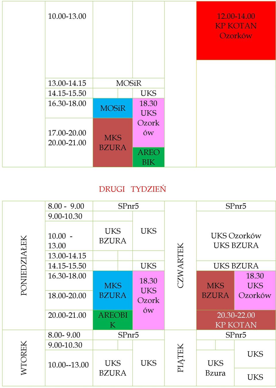 30 SPnr5 PONIEDZIAŁEK WTOREK 10.00-13.00 13.00-14.15 14.15-15.50 16.30-18.00 18.00-20.00 20.