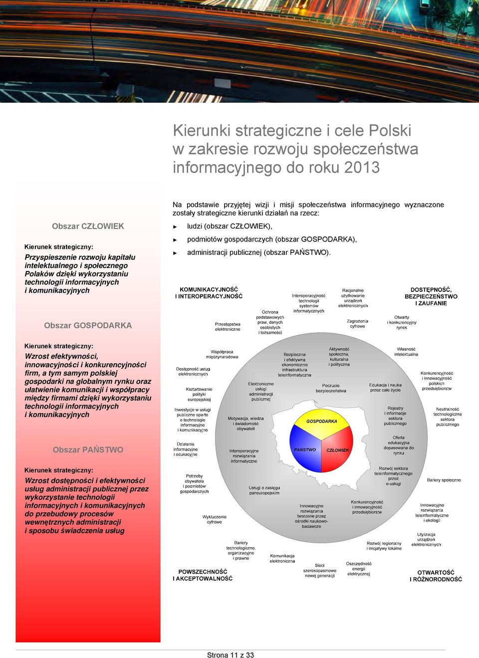 komunikacyjnych ludzi (obszar CZŁOWIEK), podmiotów gospodarczych (obszar GOSPODARKA), administracji publicznej (obszar PAŃSTWO).