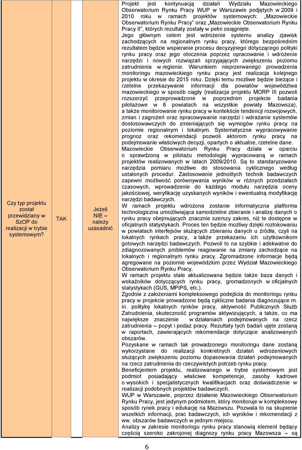 Mazowieckie Obserwatorium Rynku Pracy oraz Mazowieckie Obserwatorium Rynku Pracy II, których rezultaty zostały w pełni osiągnięte.