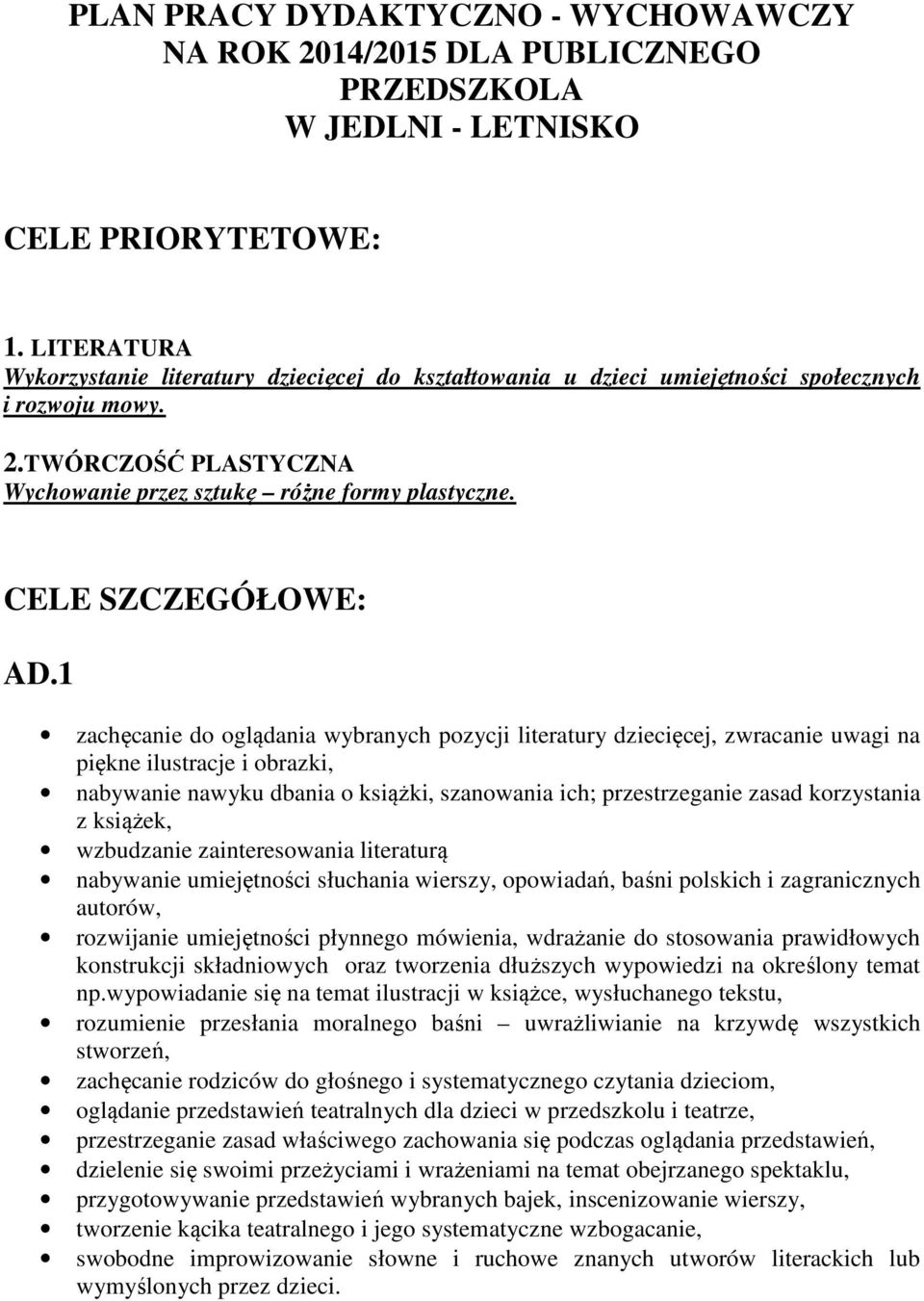 CELE SZCZEGÓŁOWE: AD.