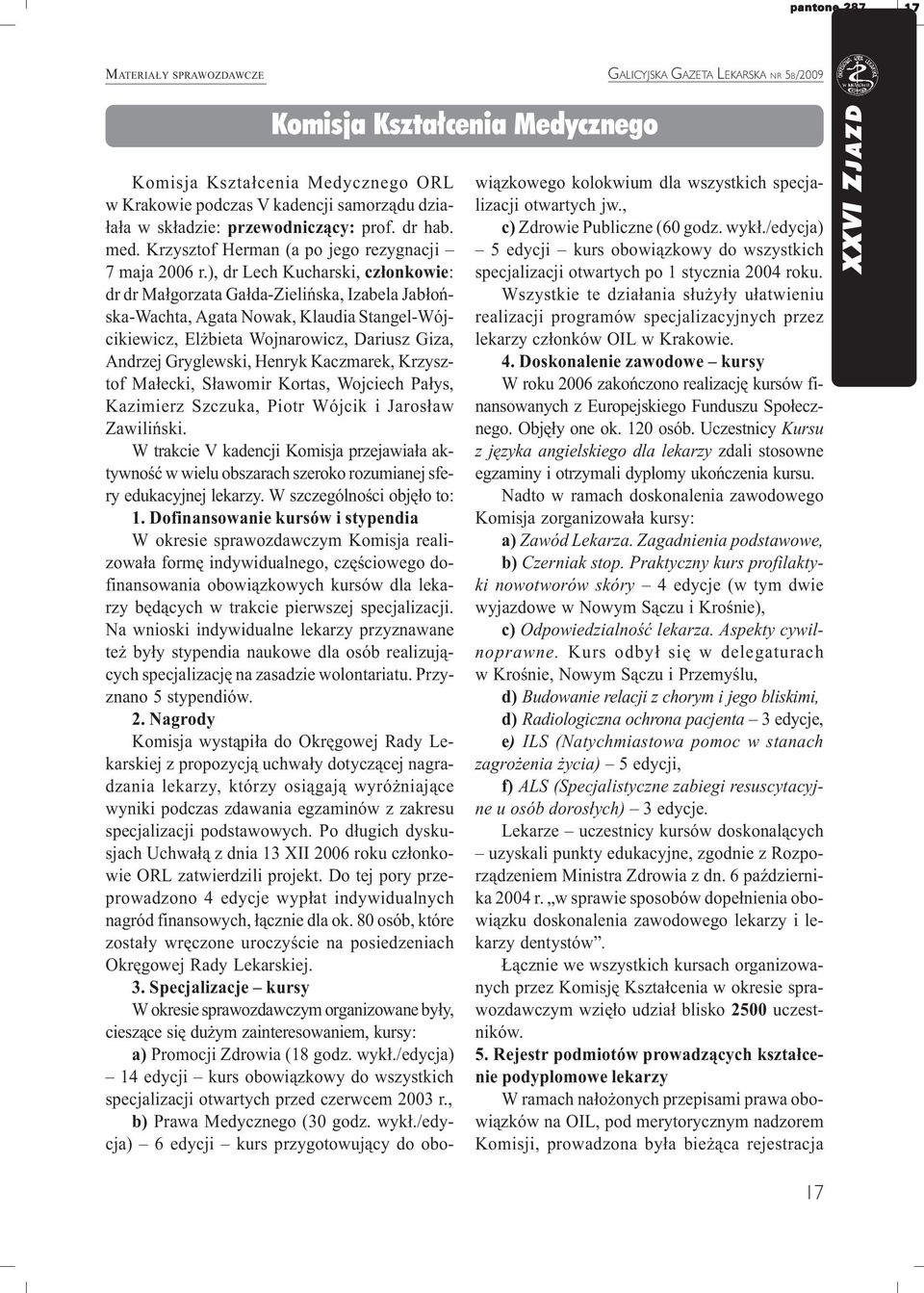 ), dr Lech Kucharski, cz³onkowie: dr dr Ma³gorzata Ga³da-Zieliñska, Izabela Jab³oñska-Wachta, Agata Nowak, Klaudia Stangel-Wójcikiewicz, El bieta Wojnarowicz, Dariusz Giza, Andrzej Gryglewski, Henryk