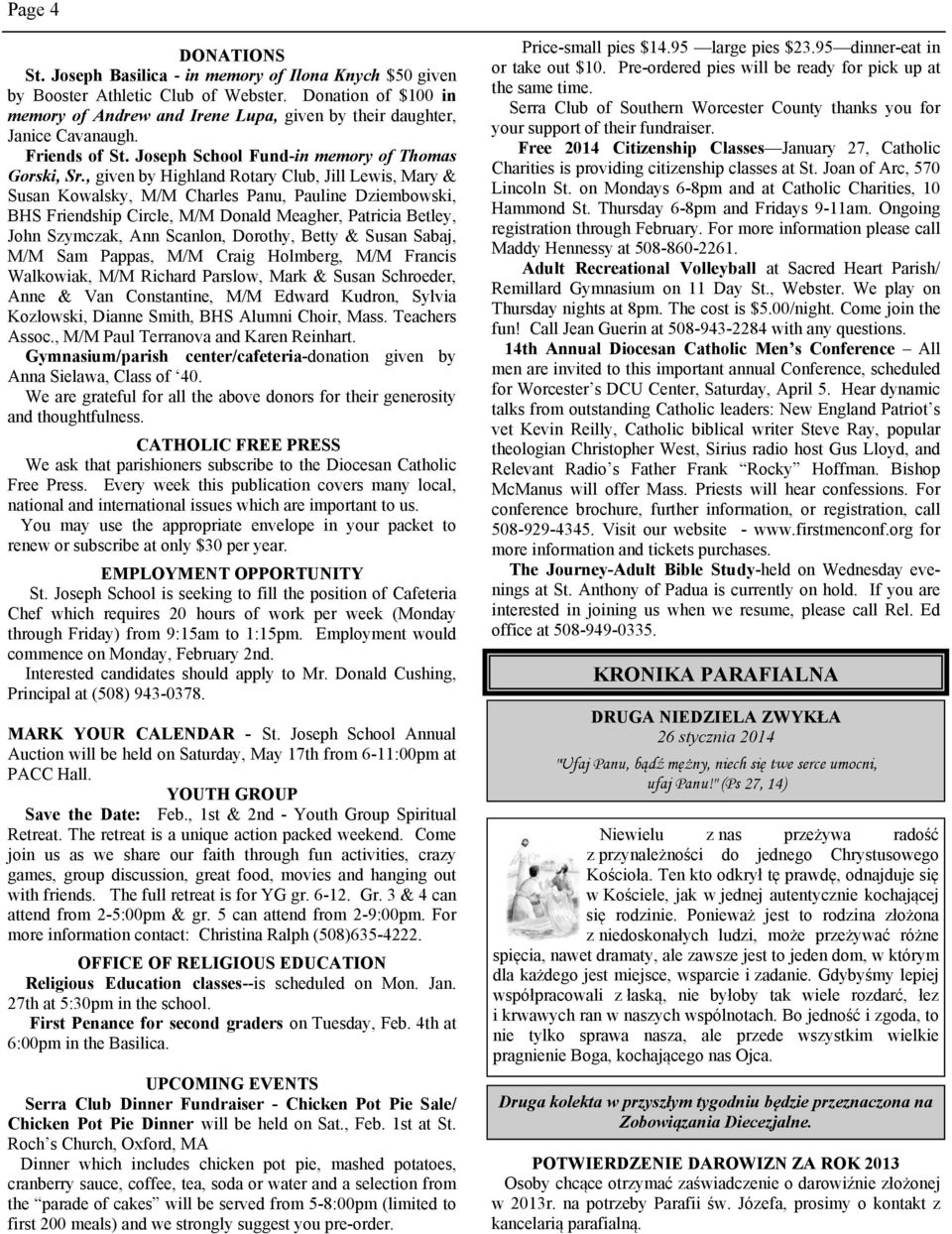 , given by Highland Rotary Club, Jill Lewis, Mary & Susan Kowalsky, M/M Charles Panu, Pauline Dziembowski, BHS Friendship Circle, M/M Donald Meagher, Patricia Betley, John Szymczak, Ann Scanlon,