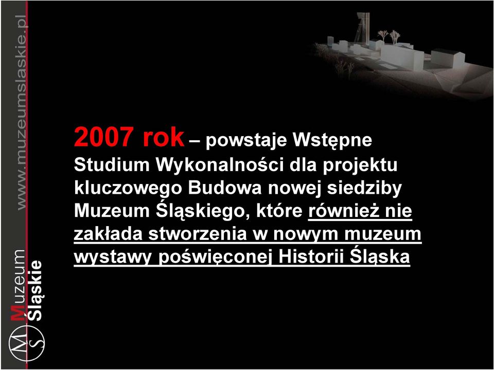 Muzeum Śląskiego, które również nie zakłada
