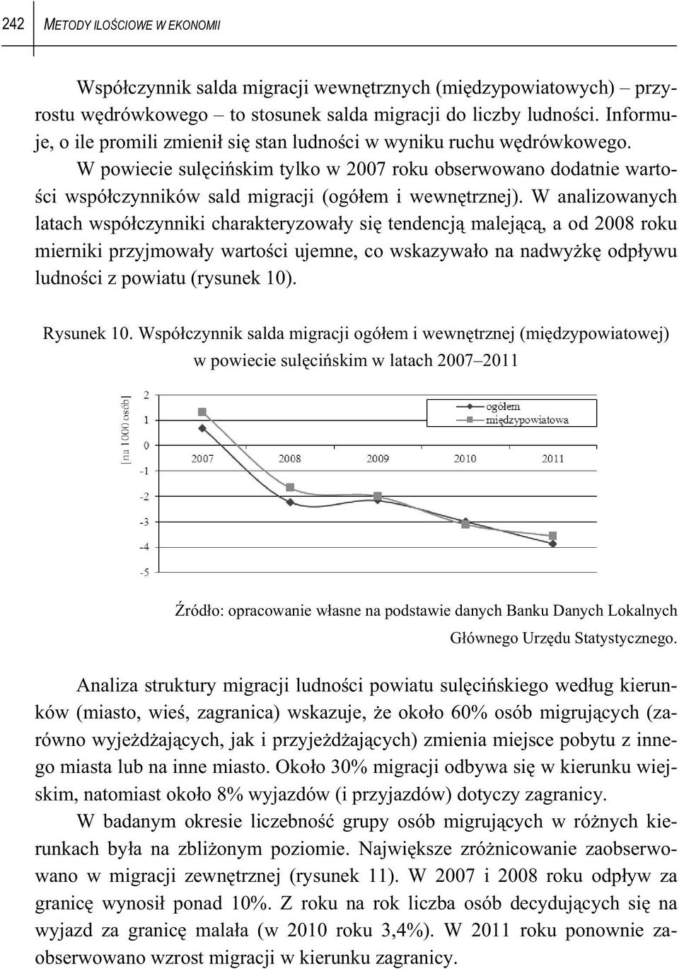 W powiecie sul ci skim tylko w 2007 roku obserwowano dodatnie warto- ci wspó czynników sald migracji (ogó em i wewn trznej).