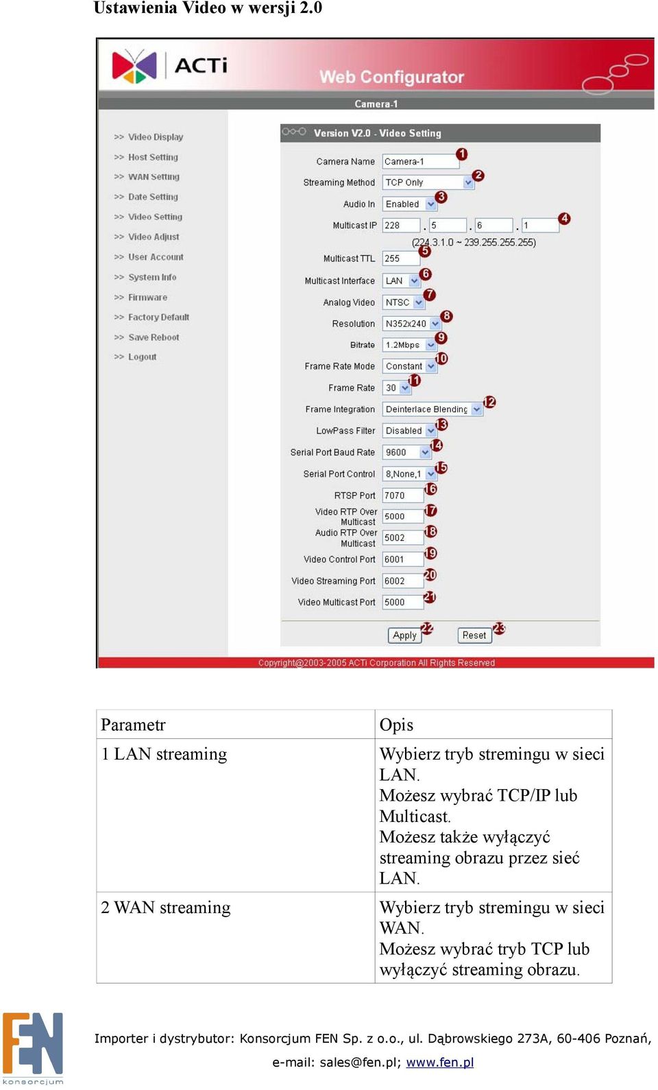 Możesz wybrać TCP/IP lub Multicast.