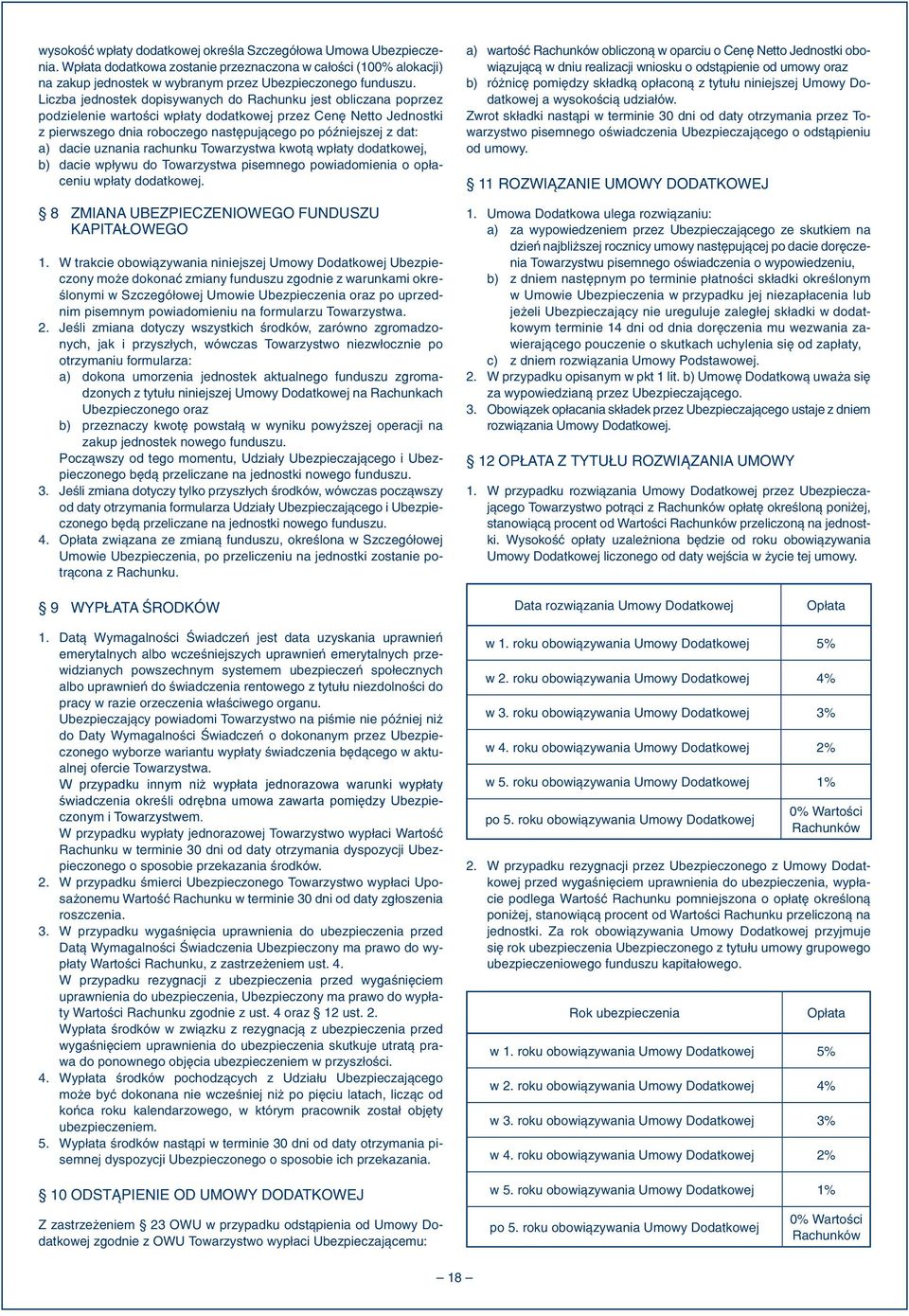 dacie uznania rachunku Towarzystwa kwotą wpłaty dodatkowej, b) dacie wpływu do Towarzystwa pisemnego powiadomienia o opłaceniu wpłaty dodatkowej. 8 ZMIANA UBEZPIECZENIOWEGO FUNDUSZU KAPITAŁOWEGO 1.