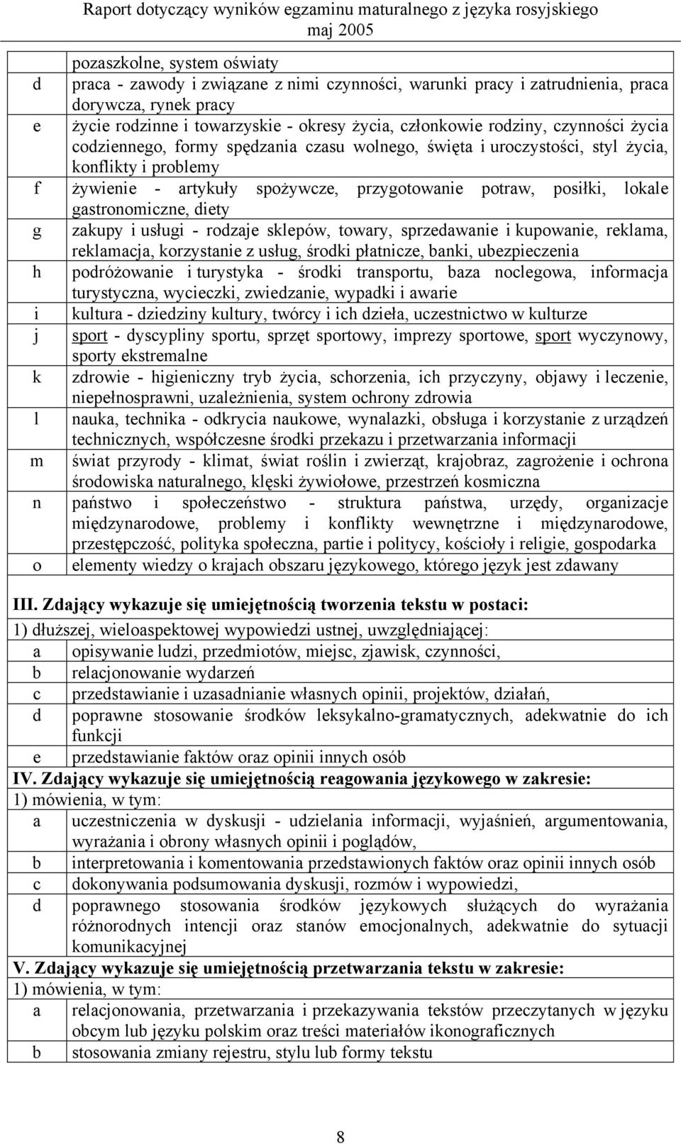 gastronomiczne, diety g zakupy i usługi - rodzaje sklepów, towary, sprzedawanie i kupowanie, reklama, reklamacja, korzystanie z usług, środki płatnicze, banki, ubezpieczenia h podróżowanie i