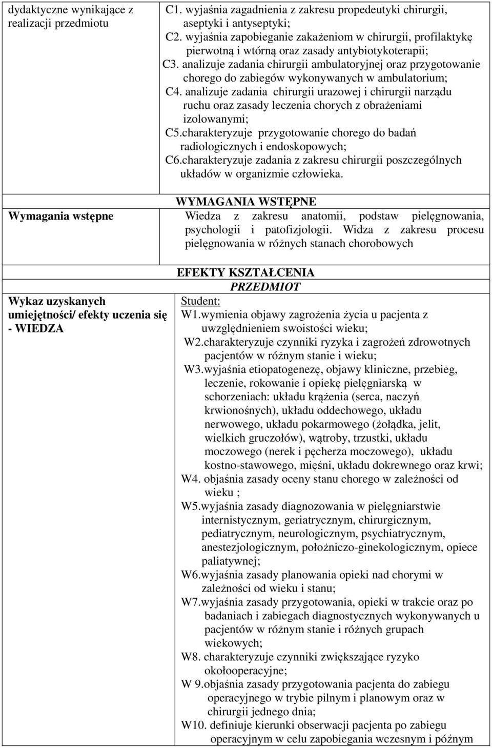 analizuje zadania chirurgii ambulatoryjnej oraz przygotowanie chorego do zabiegów wykonywanych w ambulatorium; C4.