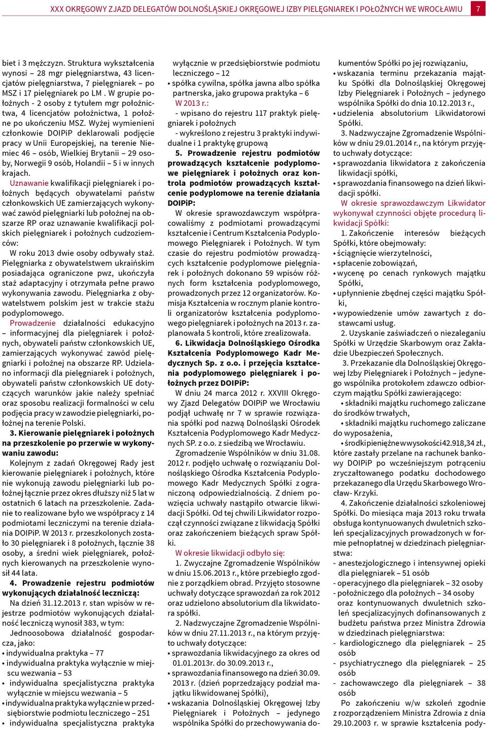 W grupie położnych - 2 osoby z tytułem mgr położnictwa, 4 licencjatów położnictwa, 1 położne po ukończeniu MSZ.