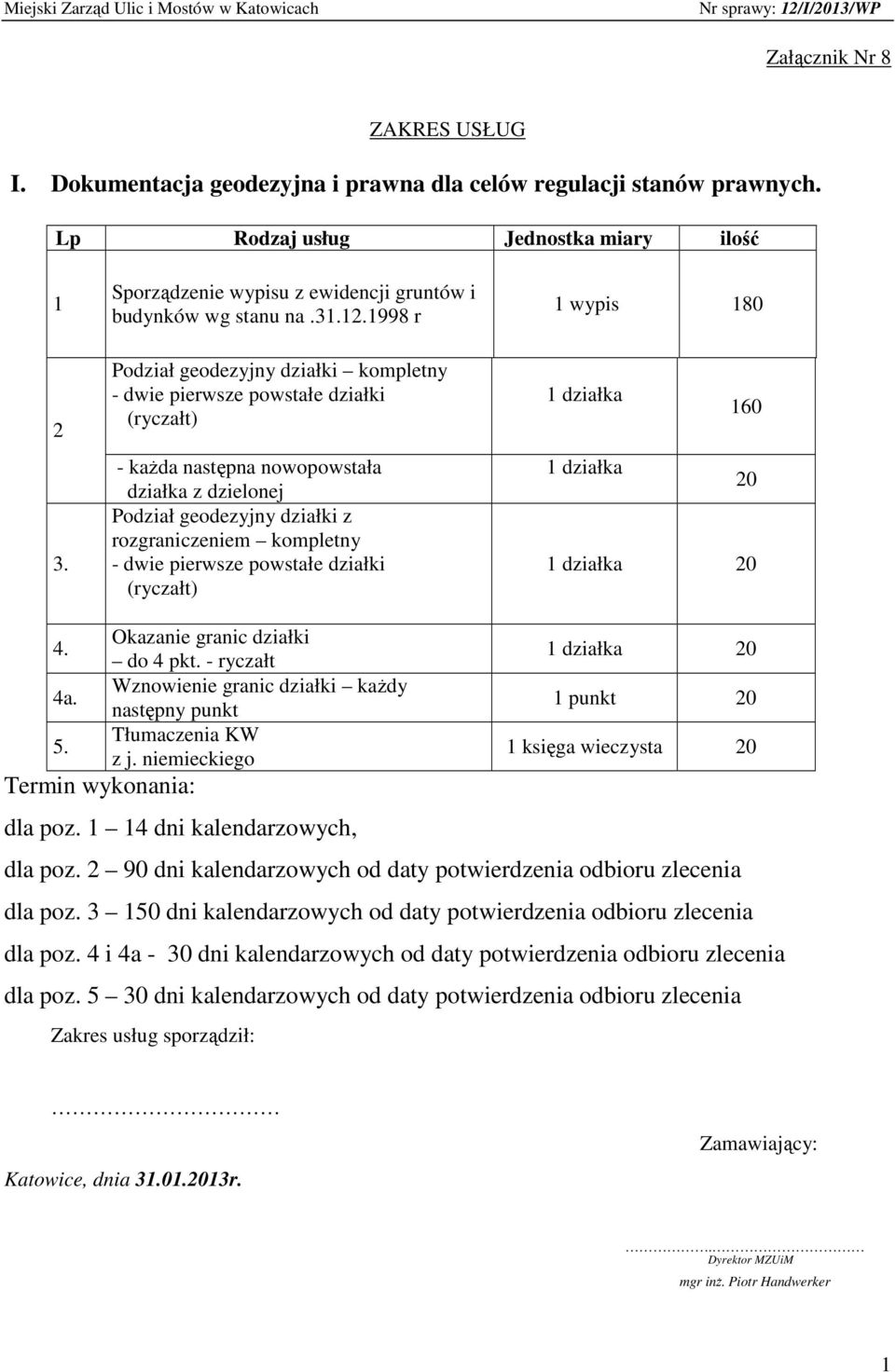 1998 r Podział geodezyjny działki kompletny - dwie pierwsze powstałe działki (ryczałt) - każda następna nowopowstała działka z dzielonej Podział geodezyjny działki z rozgraniczeniem kompletny - dwie