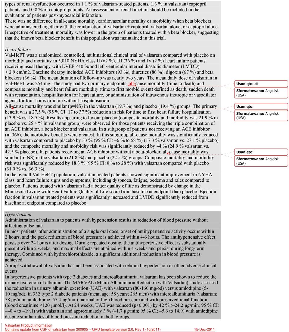 There was no difference in all-cause mortality, cardiovascular mortality or morbidity when beta blockers were administered together with the combination of valsartan + captopril, valsartan alone, or