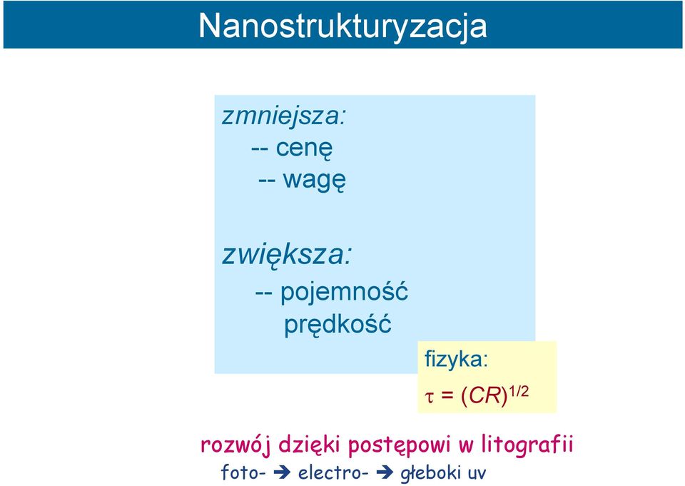 fizyka: = (CR) 1/2 rozwój dzięki