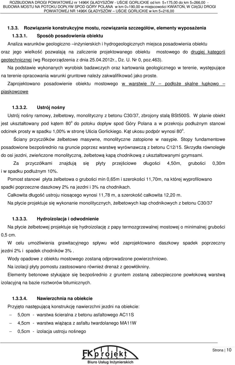 96K GŁADYSZÓW UŚCIE GORLICKIE w km 5+216