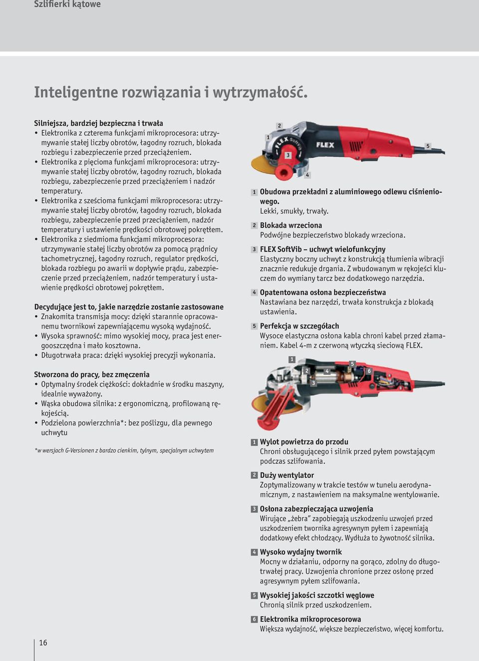 Elektronika z pięcioma funkcjami mikroprocesora: utrzymywanie stałej liczby obrotów, łagodny rozruch, blokada rozbiegu, zabezpieczenie przed przeciążeniem i nadzór temperatury.