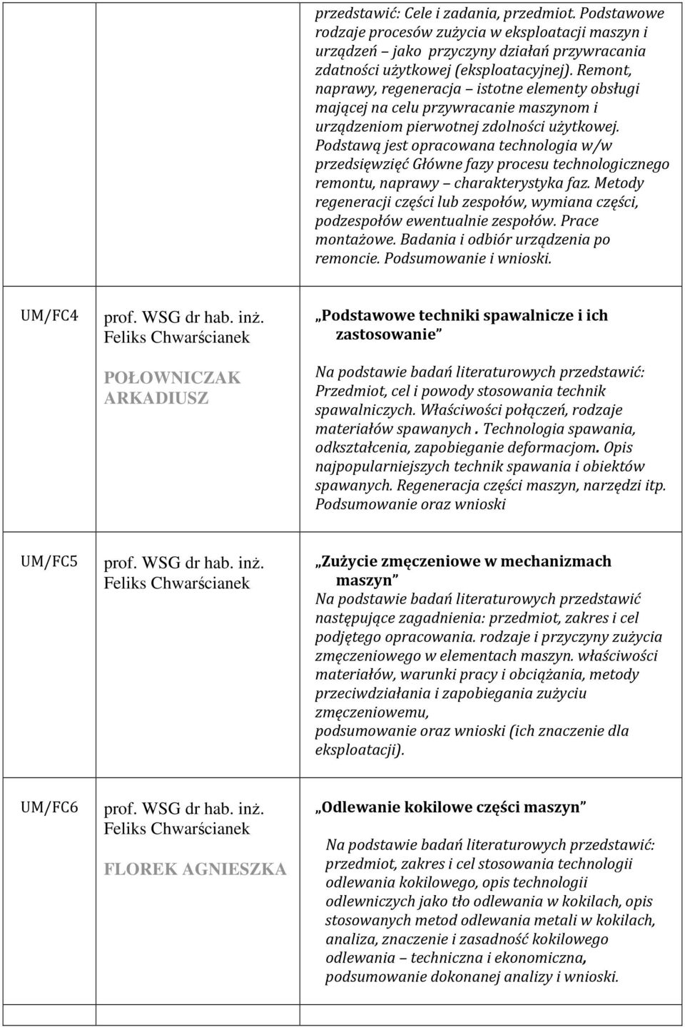 Podstawą jest opracowana technologia w/w przedsięwzięć Główne fazy procesu technologicznego remontu, naprawy charakterystyka faz.