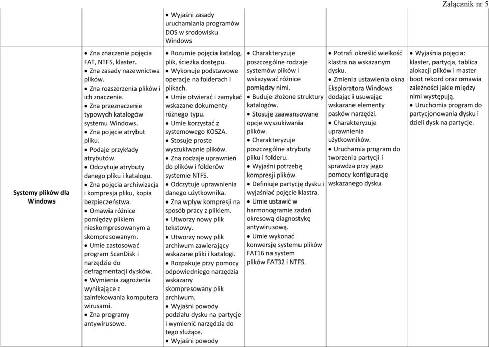 Omawia różnice pomiędzy plikiem nieskompresowanym a skompresowanym. Umie zastosować program ScanDisk i narzędzie do defragmentacji dysków.