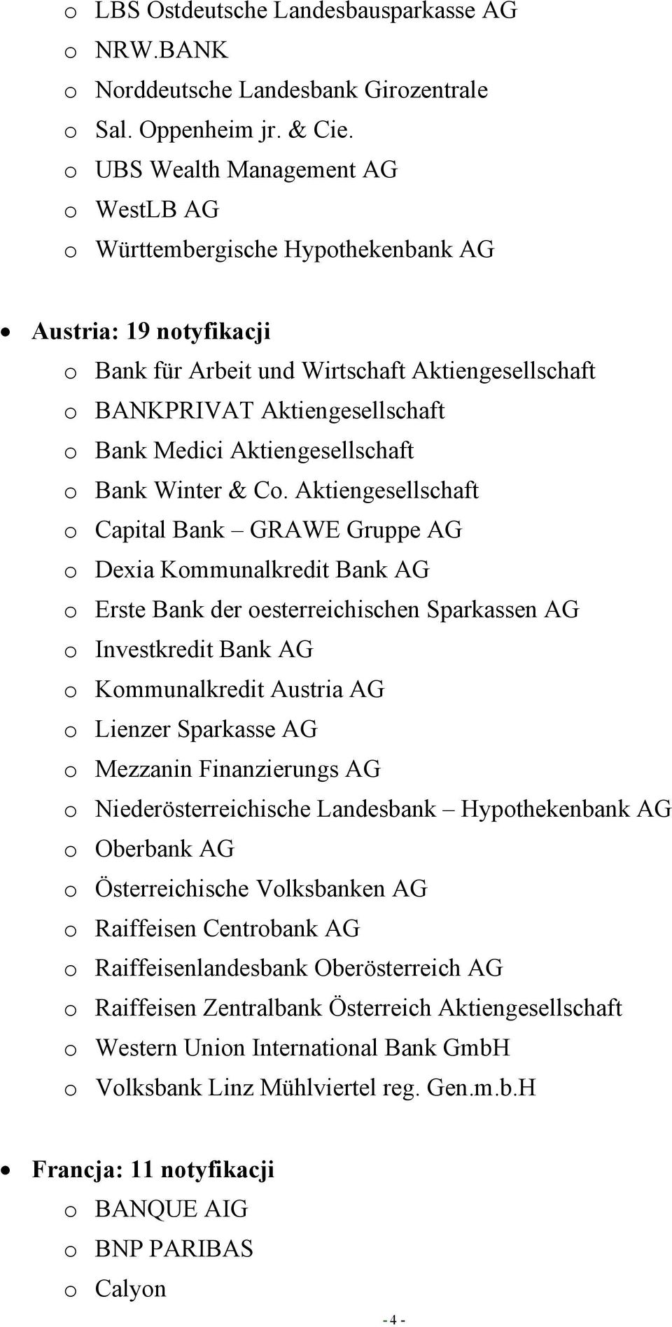 Aktiengesellschaft o Bank Winter & Co.
