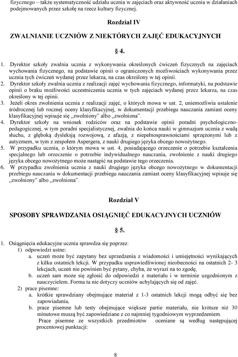 Dyrektor szkoły zwalnia ucznia z wykonywania określonych ćwiczeń fizycznych na zajęciach wychowania fizycznego, na podstawie opinii o ograniczonych możliwościach wykonywania przez ucznia tych ćwiczeń