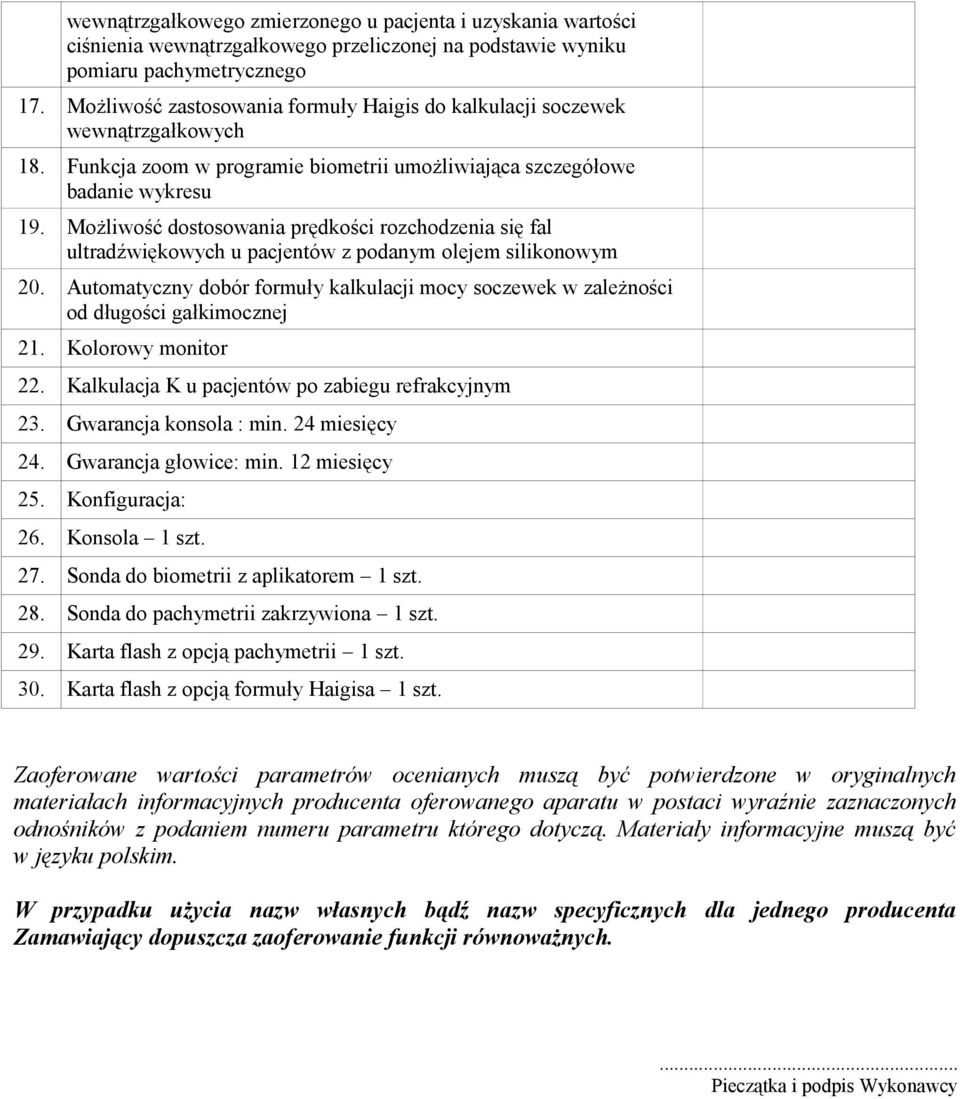 Możliwość dostosowania prędkości rozchodzenia się fal ultradźwiękowych u pacjentów z podanym olejem silikonowym 20.