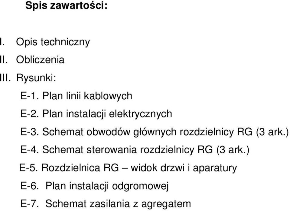 Schemat obwodów głównych rozdzielnicy RG (3 ark.) E-4.