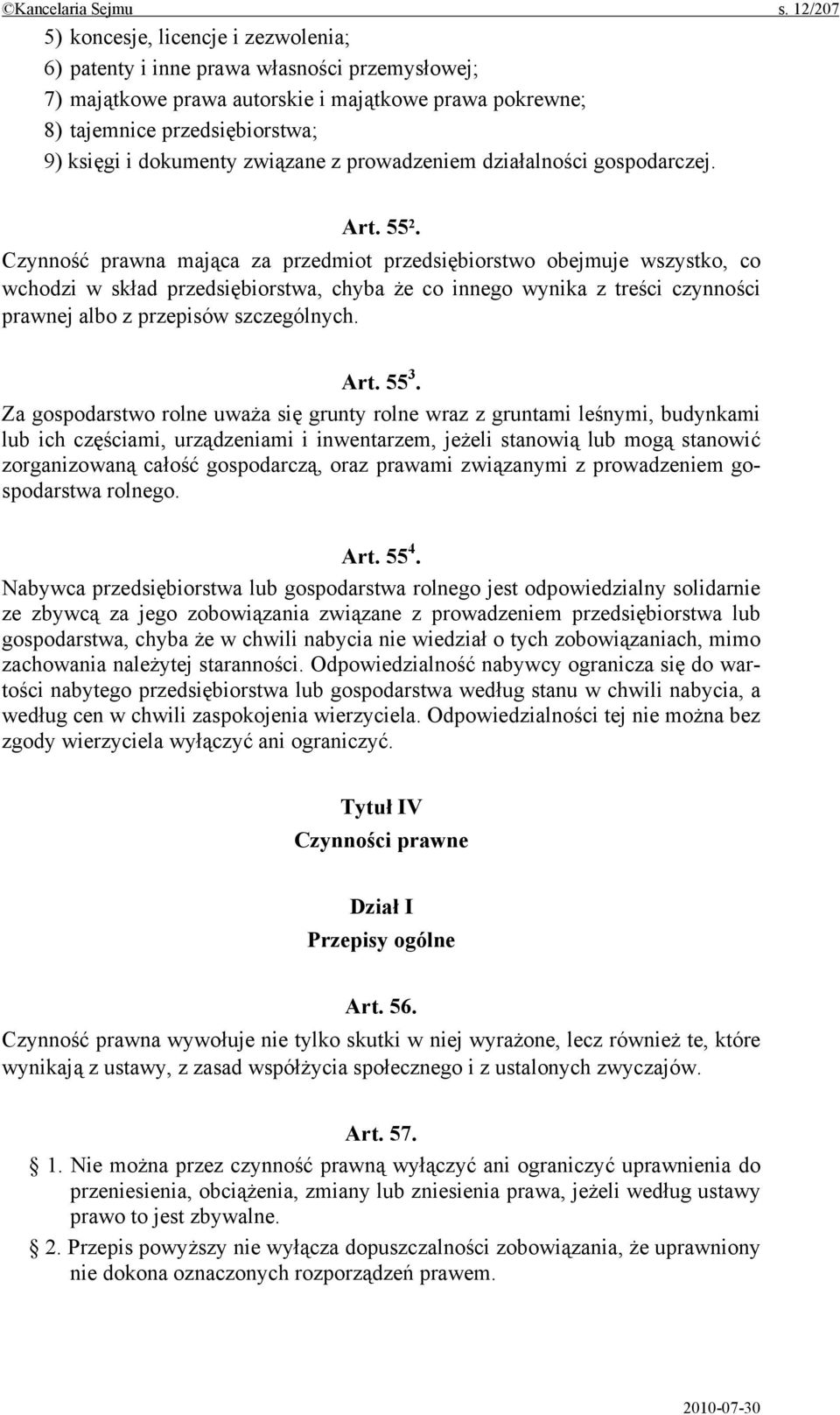 dokumenty związane z prowadzeniem działalności gospodarczej. Art. 55 2.