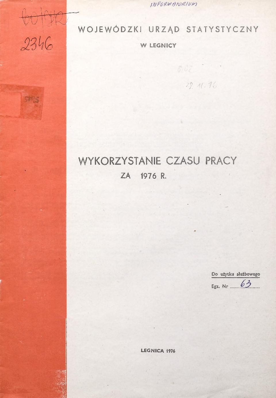 CZASU PRACY ZA 1976 R.