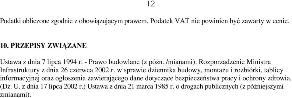 Rozporządzenie Ministra Infrastruktury z dnia 26 czerwca 2002 r.