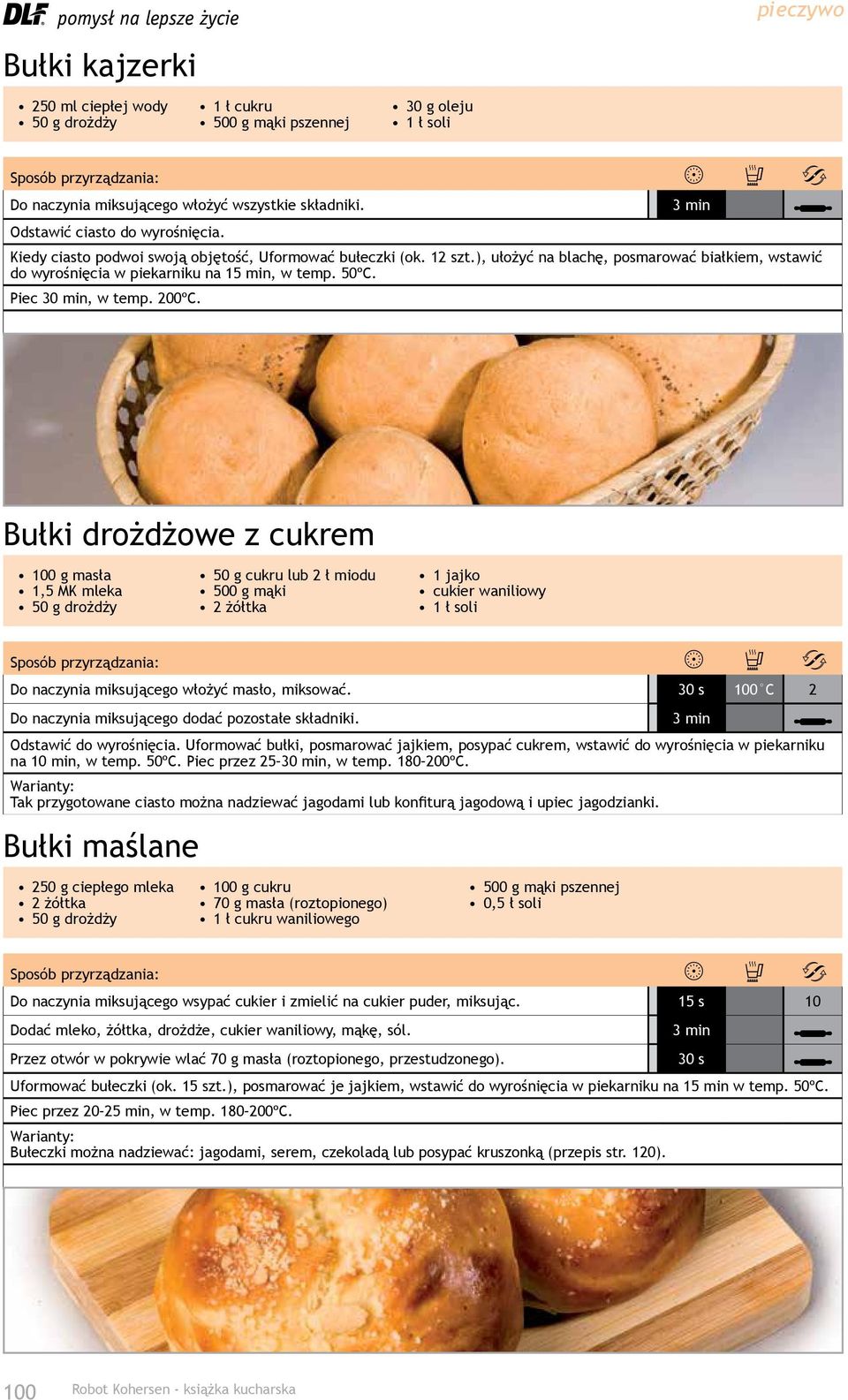 Bułki drożdżowe z cukrem 100 g masła 1,5 MK mleka 50 g cukru lub 2 ł miodu 500 g mąki 2 żółtka cukier waniliowy Do naczynia miksującego włożyć masło, miksować.