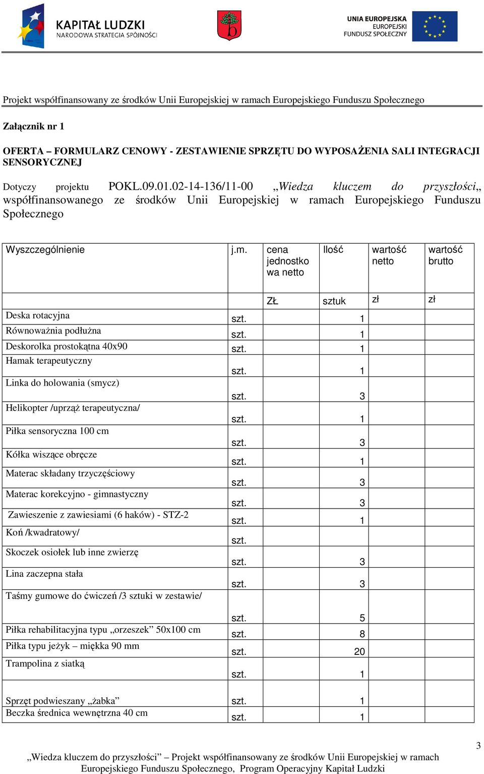 do przyszłości współfinansowanego ze środków Unii Europejskiej w rama