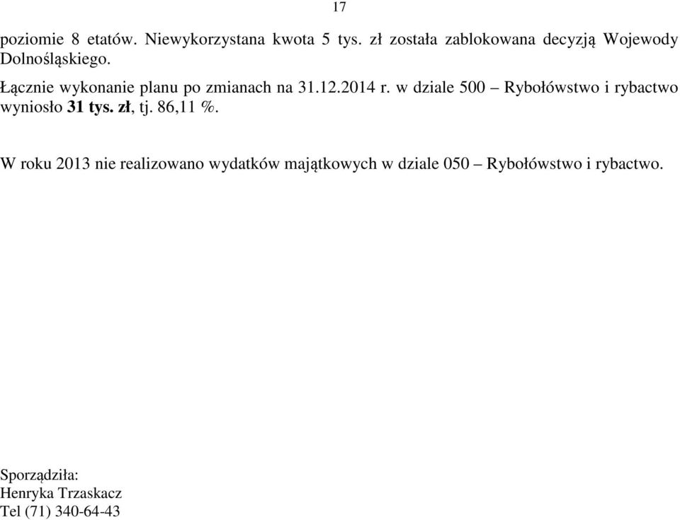 Łącznie wykonanie planu po zmianach na 31.12.2014 r.