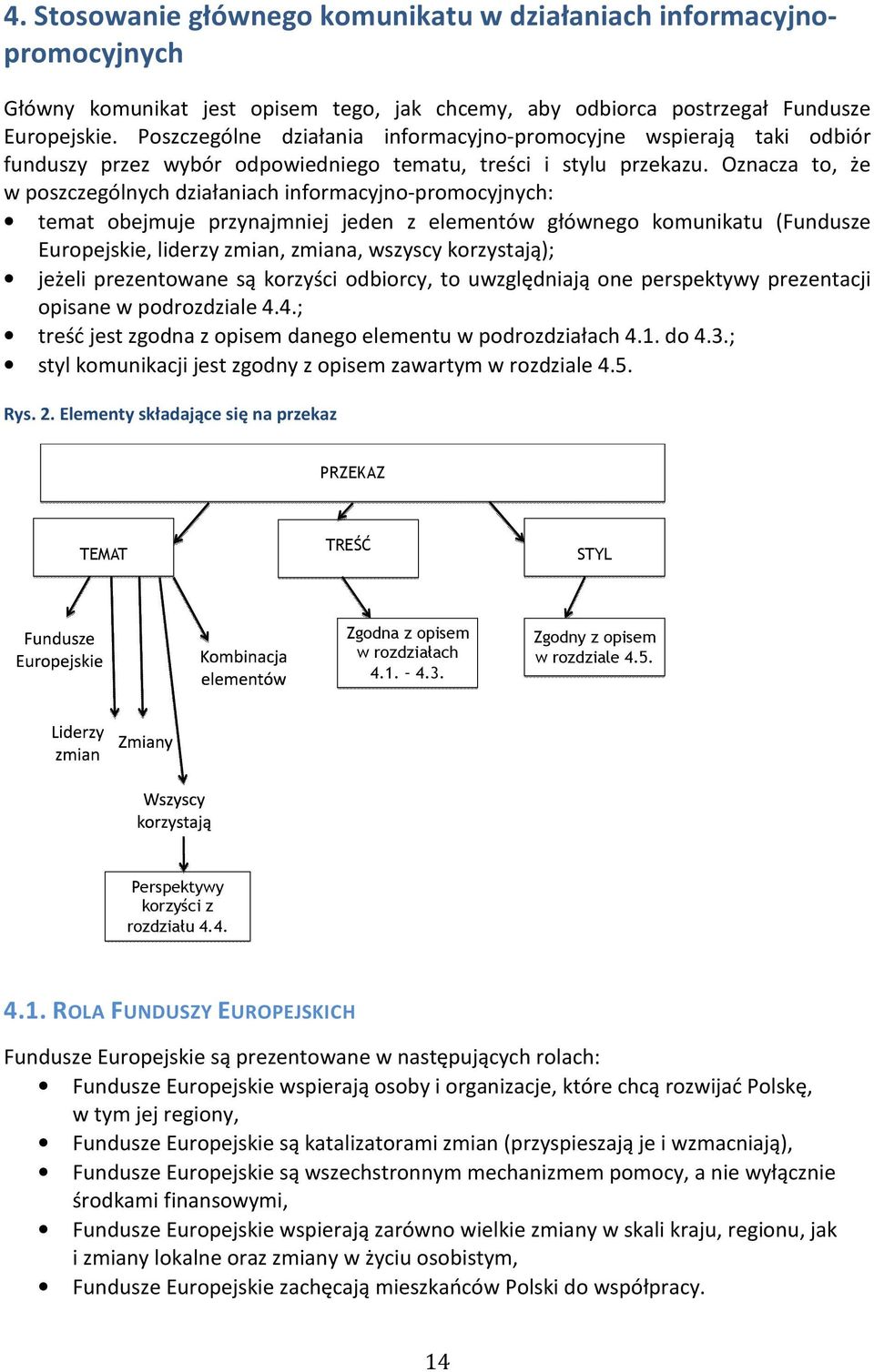 Oznacza to, że w poszczególnych działaniach informacyjno-promocyjnych: temat obejmuje przynajmniej jeden z elementów głównego komunikatu (Fundusze Europejskie, liderzy zmian, zmiana, wszyscy