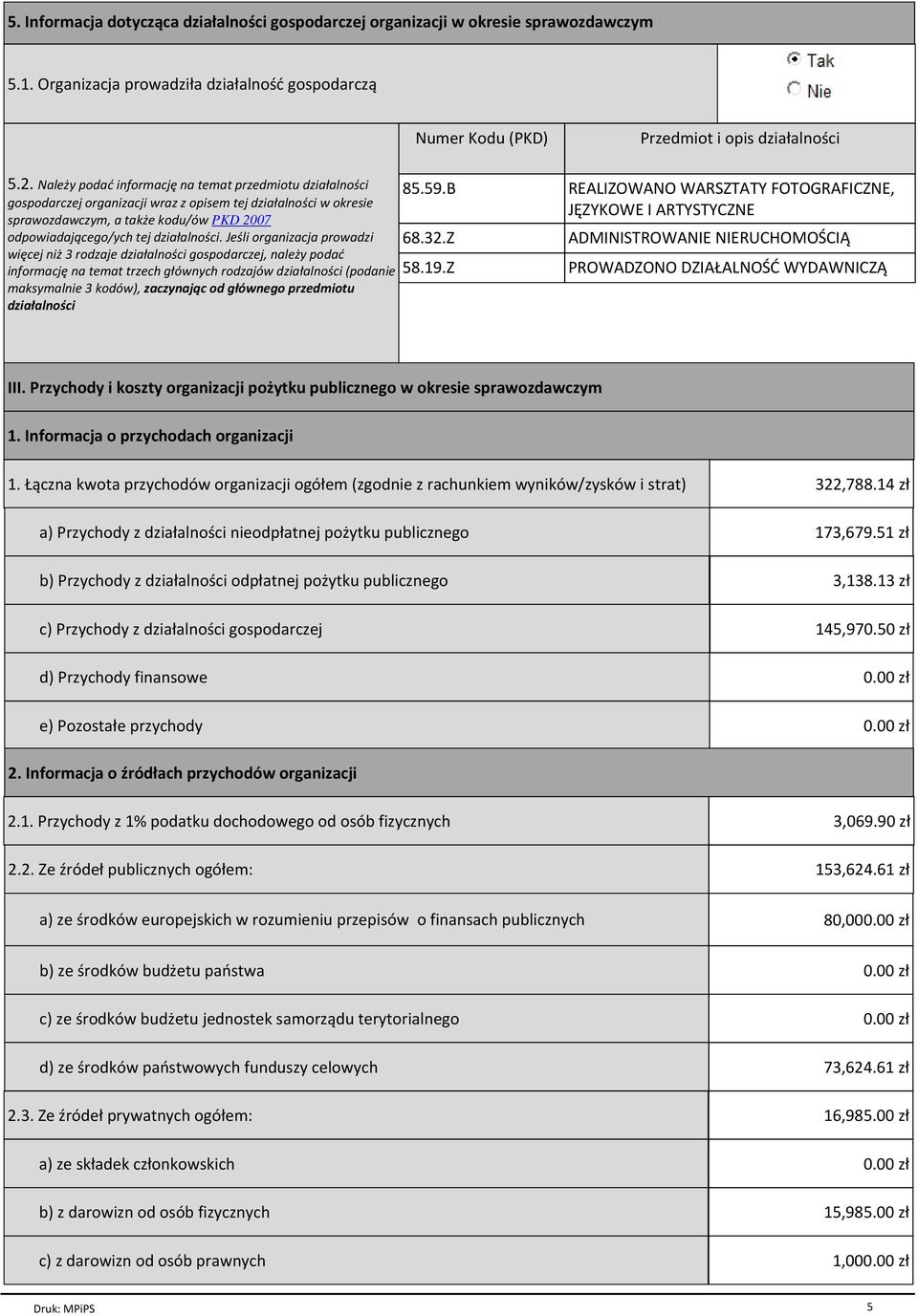 ci. Je li organizacja prowadzi wiкcej niї 3 rodzaje dziaіalno ci gospodarczej, naleїy podaж informacjк na temat trzech gіуwnych rodzajуw dziaіalno ci (podanie maksymalnie 3 kodуw), zaczynaj±c od