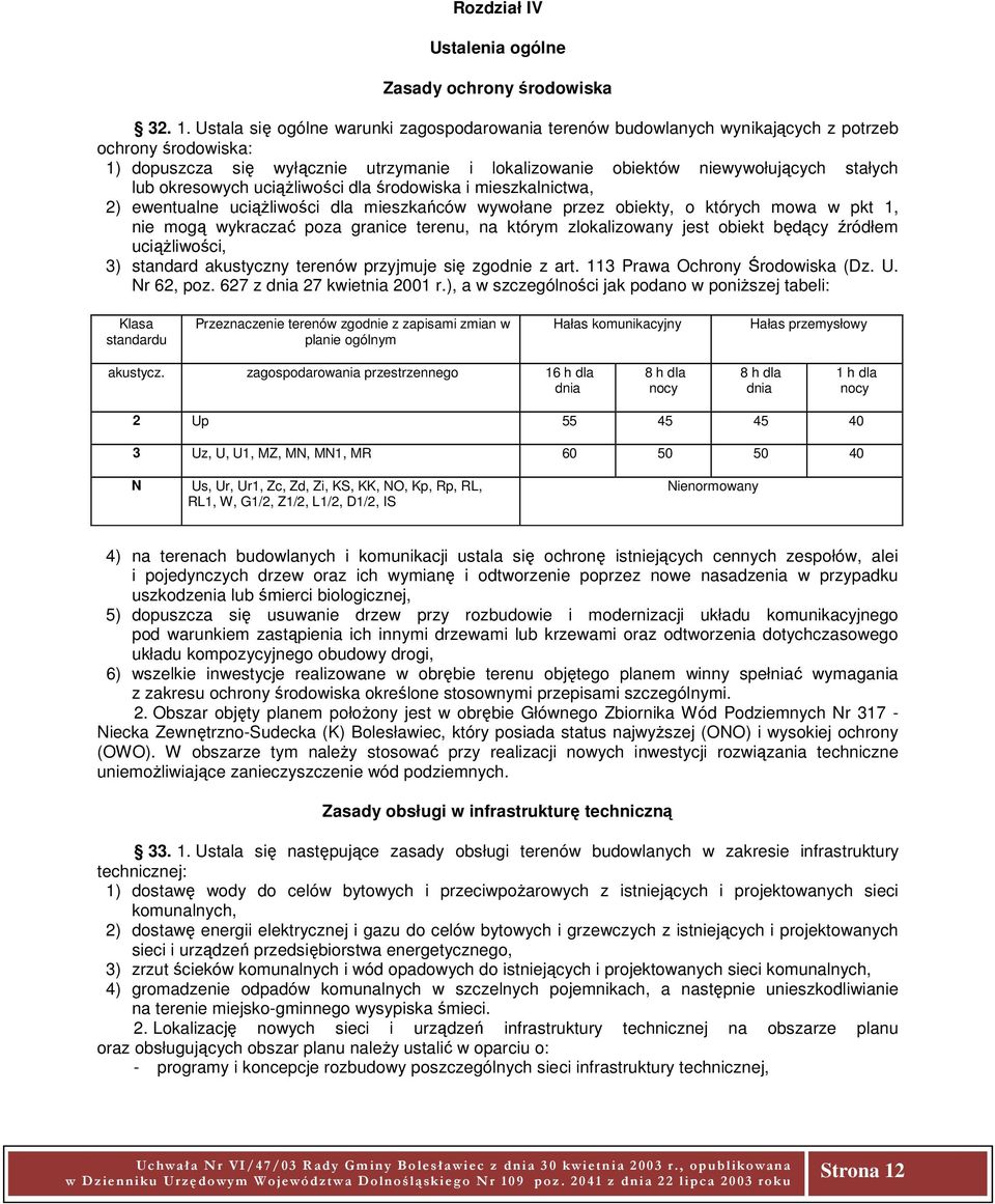 okresowych uciążliwości dla środowiska i mieszkalnictwa, 2) ewentualne uciążliwości dla mieszkańców wywołane przez obiekty, o których mowa w pkt 1, nie mogą wykraczać poza granice terenu, na którym