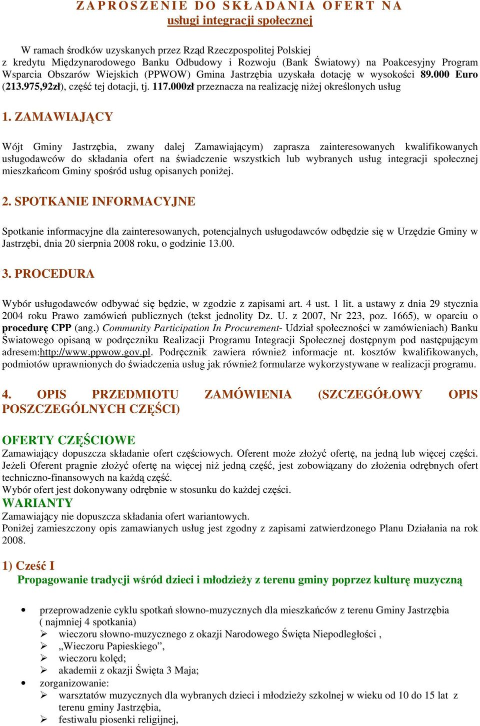 000zł przeznacza na realizację niżej określonych usług 1.