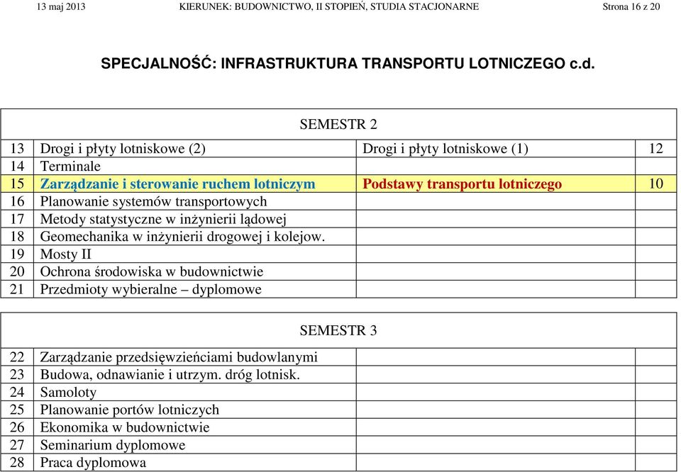 systemów transportowych 17 Metody statystyczne w inżynierii lądowej 18 Geomechanika w inżynierii drogowej i kolejow.