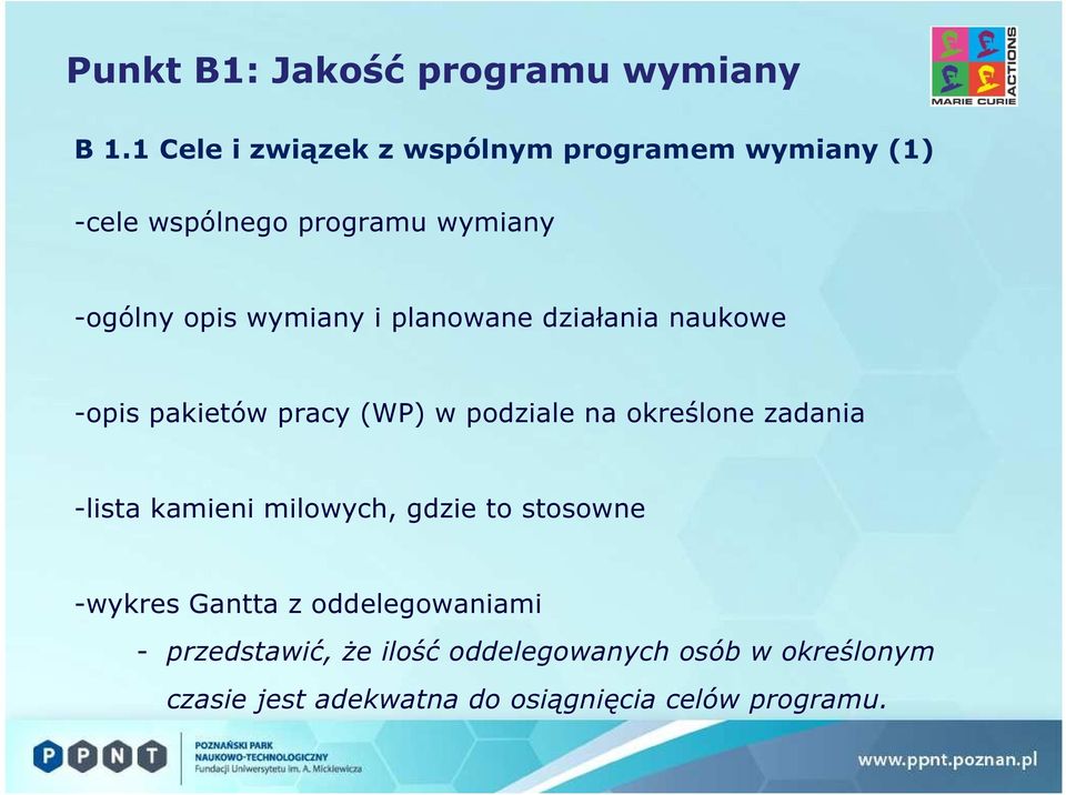 i planowane działania naukowe -opis pakietów pracy (WP) w podziale na określone zadania -lista kamieni