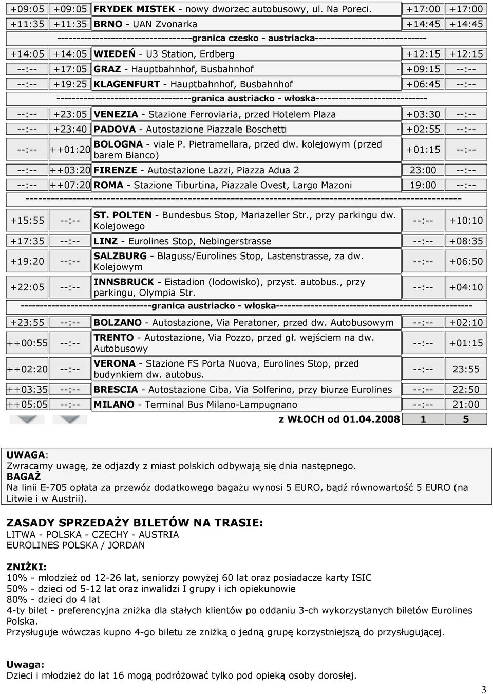 +12:15 +12:15 --:-- +17:05 GRAZ - Hauptbahnhof, Busbahnhof +09:15 --:-- --:-- +19:25 KLAGENFURT - Hauptbahnhof, Busbahnhof +06:45 --:-- -----------------------------------granica austriacko -