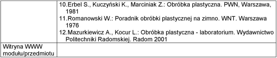 : Poradnik obróbki plastycznej na zimno. WNT. Warszawa 1976 12.