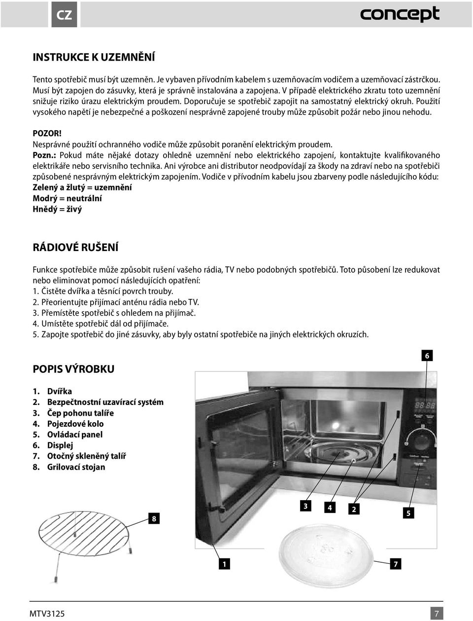Nesprávné použití ochranného vodiče může způsobit poranění elektrickým proudem. Pozn.