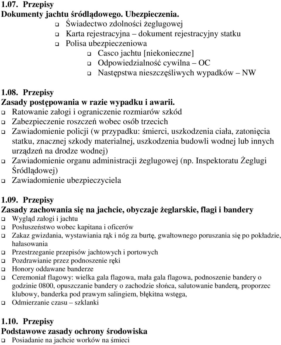 1.08. Przepisy Zasady postępowania w razie wypadku i awarii.