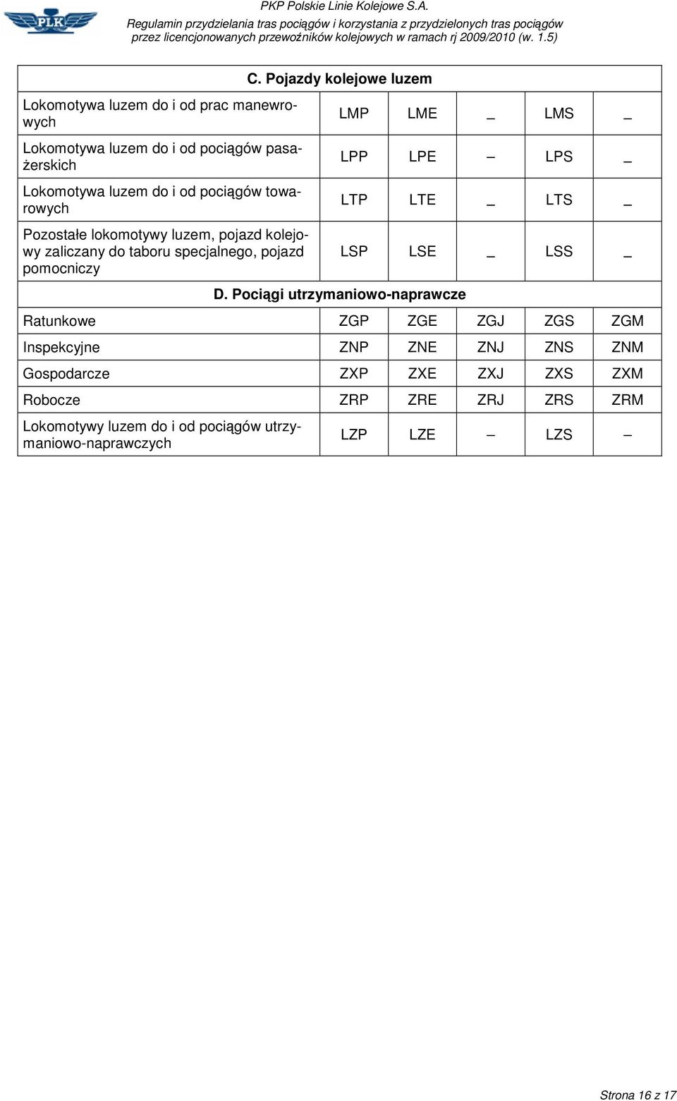 LPE LPS LTP LTE LTS LSP LSE LSS D.