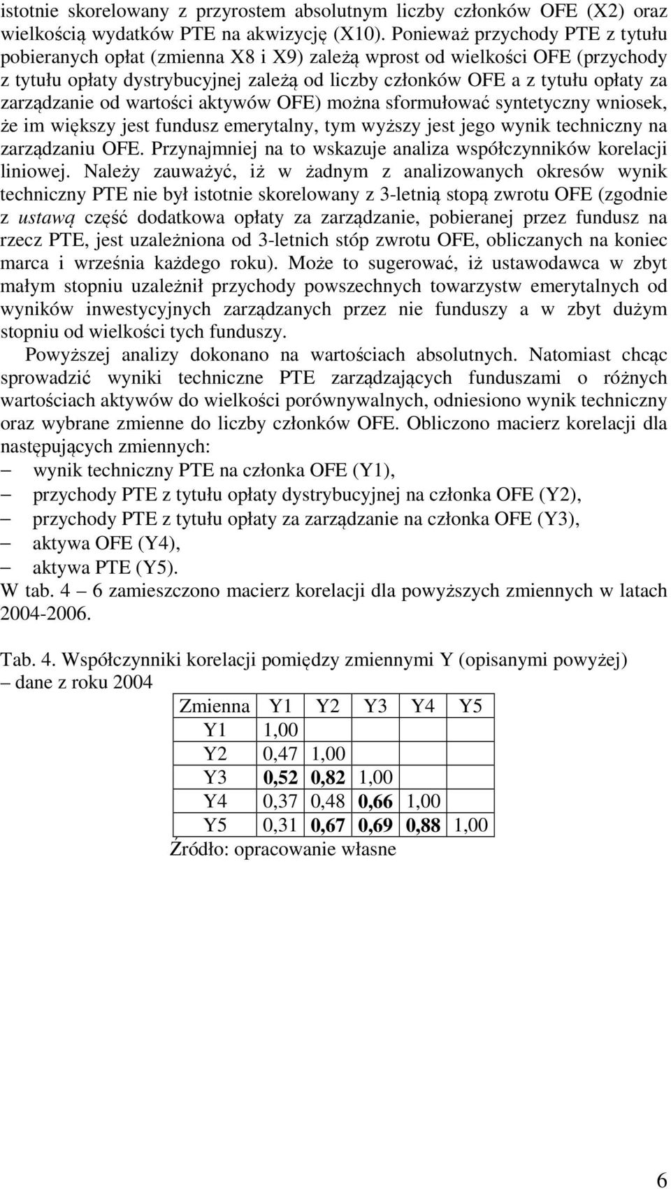 zarządzanie od wartości aktywów OFE) można sformułować syntetyczny wniosek, że im większy jest fundusz emerytalny, tym wyższy jest jego wynik techniczny na zarządzaniu OFE.